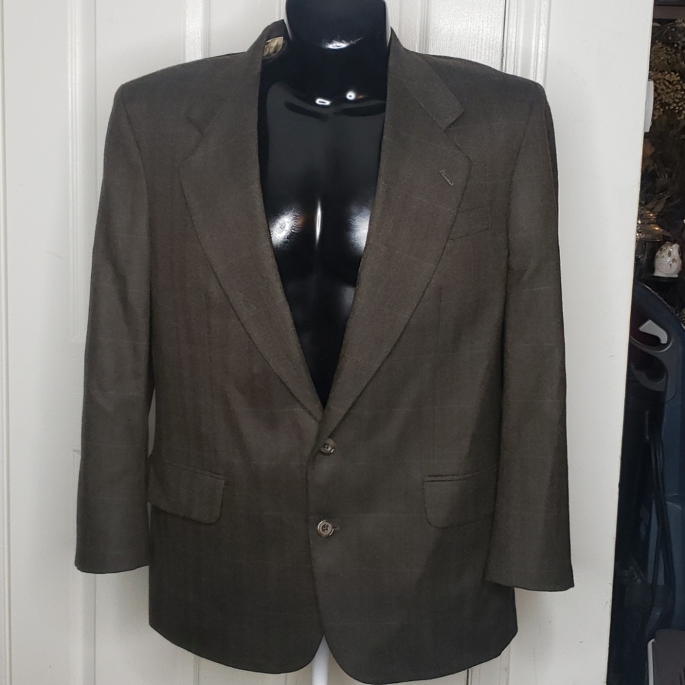 Oscar de la Renta Olive Plaid Blazer Size 42R